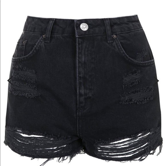 topshop black ripped shorts